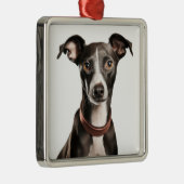 SCHWARZ UND WEISS ITALIENISCHER GREYHOUND HUND ORNAMENT AUS METALL (Rechts)