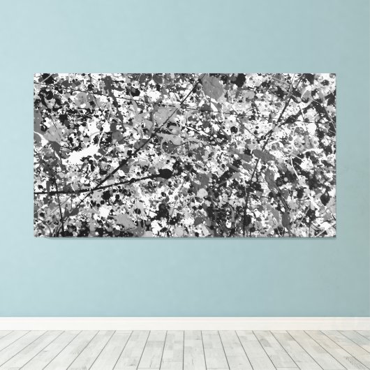 SCHWARZ UND WEISS IX - Aktionsgemälde - Abstrakt- Leinwanddruck (Insitu (Holzboden))