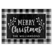 Schwarz und Weiß Kariert frohe Weihnachten Schneidebrett (Vorderseite)