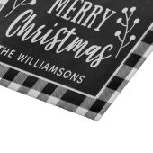 Schwarz und Weiß Kariert frohe Weihnachten Schneidebrett (Ecke)