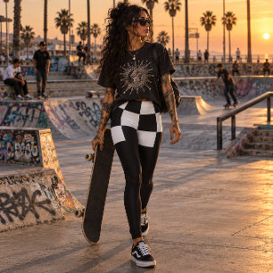 Schwarz und Weiß kariert modern monochrom Leggings