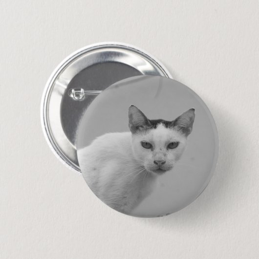 Schwarz und Weiß - Katze 02 Button (Vorne & Hinten)