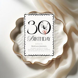 Schwarz und Weiß Klasse Martini 30. Geburtstag Einladung