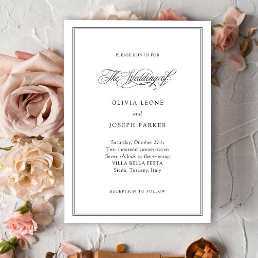 Schwarz und Weiß | Klassische Italienische Hochzei Einladung