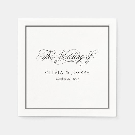 Schwarz und Weiß | Klassische Italienische Hochzei Serviette (Vorderseite)