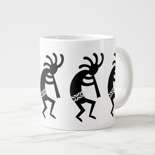 Schwarz und Weiß Kokopelli Südwesten Jumbo-Tasse (Vorderseite Rechts)