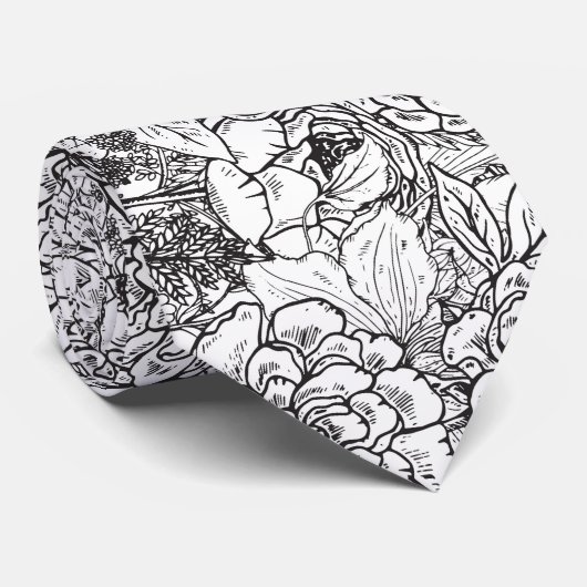 Schwarz und Weiß Krawatte (Gerollt)