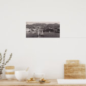 SCHWARZ UND WEISS KYRENIA HARBOR 1950 ANZEIGEN POS POSTER (Küche)