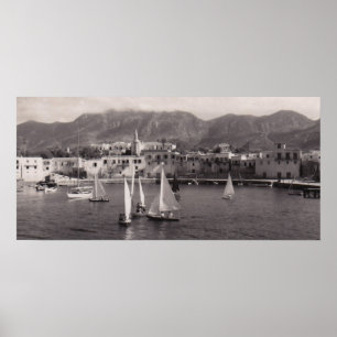 SCHWARZ UND WEISS KYRENIA HARBOR 1950 ANZEIGEN POS POSTER
