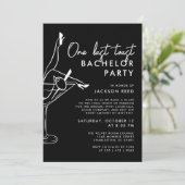 Schwarz und Weiß - Letzter Toast Martini Bachelor Einladung (Stehend Vorderseite)