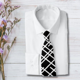 Schwarz und Weiß Lines Neck Tie Krawatte