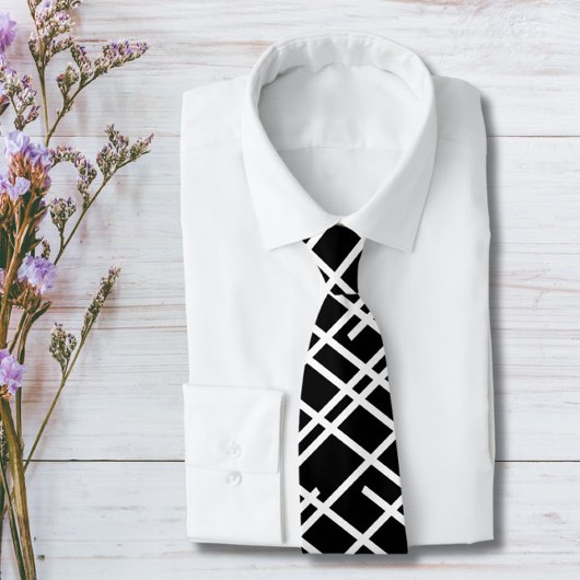 Schwarz und Weiß Lines Neck Tie Krawatte