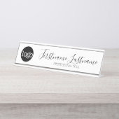 Schwarz und Weiß - Logo, Name, Titel, Script Schreibtischnamensplakette (Vorderseite )