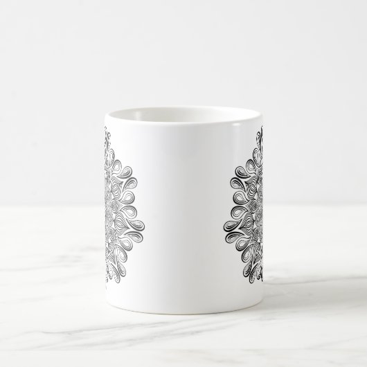 Schwarz und Weiß Mandala Trippy Psychedelic Hippie Kaffeetasse (Mittel)