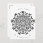 Schwarz und Weiß Mandala Trippy Psychedelic Hippie Postkarte (Vorne/Hinten)