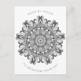 Schwarz und Weiß Mandala Trippy Psychedelic Hippie Postkarte