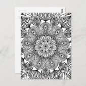 Schwarz und Weiß Mandala Trippy Psychedelic Hippie Postkarte (Vorne/Hinten)