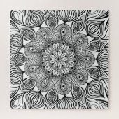 Schwarz und Weiß Mandala Trippy Psychedelic Hippie Puzzle (Horizontal)