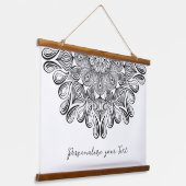 Schwarz und Weiß Mandala Trippy Psychedelic Hippie Wandteppich Mit Holzrahmen (Gewinkelt)