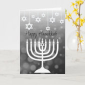 Schwarz und Weiß Menorah Happy Hanukkah Karte (Gelbe Blume)