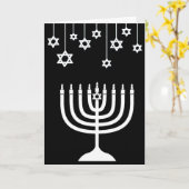 Schwarz und Weiß Menorah Happy Hanukkah Karte (Gelbe Blume)