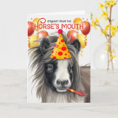 Schwarz und Weiß Miniaturpferd Sonntag Karte (Gelbe Blume)