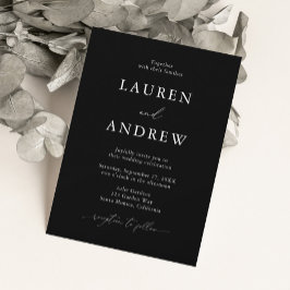 Schwarz und Weiß Minimalistisch 1 Hochzeit Einladung