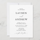 Schwarz und Weiß Minimalistisch 2 Hochzeit Einladung (Vorderseite)