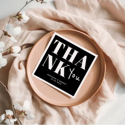 Schwarz und Weiß Minimalistisch Vielen Dank für Ih Serviette