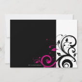 Schwarz und Weiß mit Akzent Magenta Swirl Einladung (Rückseite)