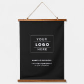 Schwarz und Weiß mit benutzerdefinierten Firmenlog Wandteppich Mit Holzrahmen (Vorderseite)