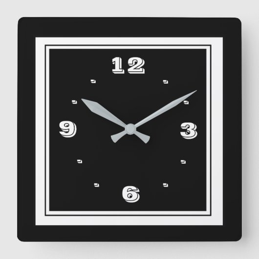 Schwarz und Weiß mit Foto Edge Simplistic Clocks Quadratische Wanduhr (Vorderseite)