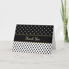 Schwarz und Weiß mit Gold Trimm Danke Karte