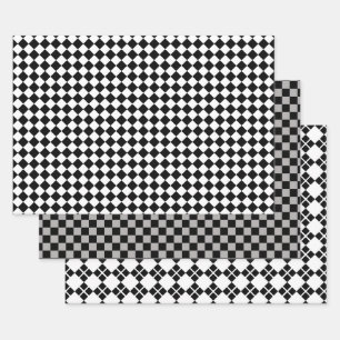 Schwarz und Weiß mit Grau Geschenkpapier Set