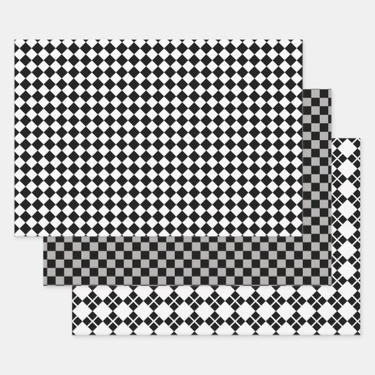 Schwarz und Weiß mit Grau Geschenkpapier Set (Set)