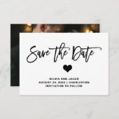 Schwarz und Weiß mit Herz | Foto zurück Save The Date (Vorne/Hinten)