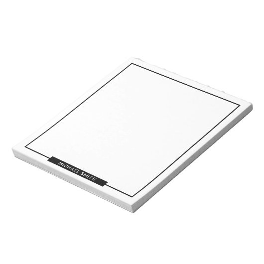 Schwarz und Weiß mit Individuelle Name Notizblock (Rotiert)