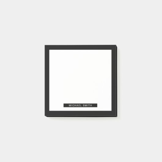 Schwarz und Weiß mit Individuelle Name Post-it Klebezettel (Vorderseite)