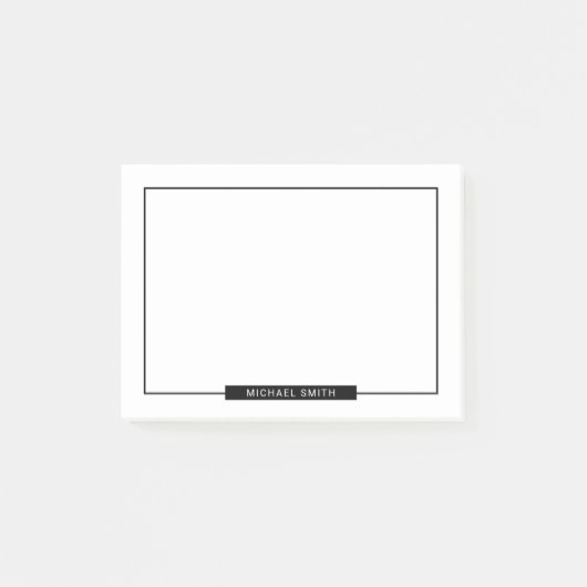 Schwarz und Weiß mit Individuelle Name Post-it Klebezettel (Vorderseite)