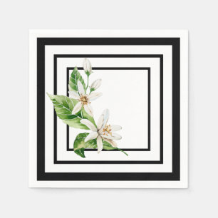 Schwarz und weiß mit Zitronenblüte Serviette