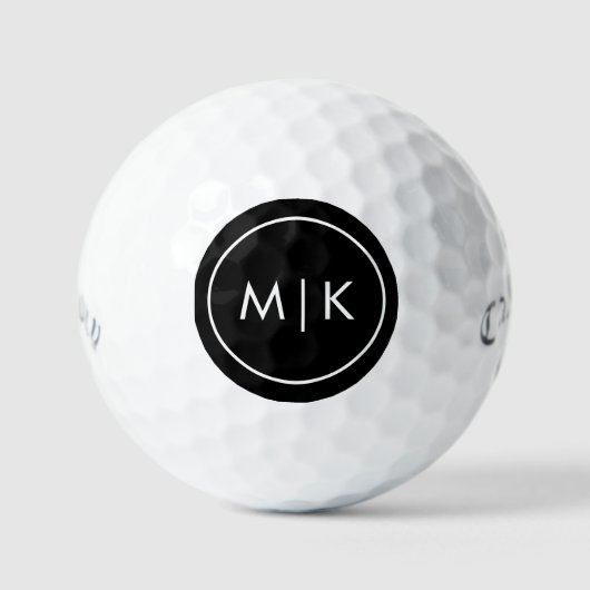 Schwarz und Weiß | Modern Mongram Golf Balls Golfball (Vorderseite)