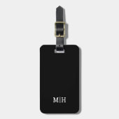 Schwarz und Weiß | Modern Monogramm Gepäckanhänger (Vorderseite vertikal)