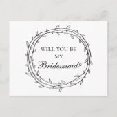 Schwarz und Weiß modern werden Sie meine Brautjung Postkarte (Vorderseite)