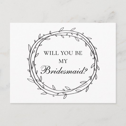 Schwarz und Weiß modern werden Sie meine Brautjung Postkarte (Vorderseite)