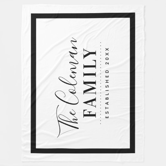 Schwarz und Weiß Moderne Bauernfamilie Monogram Fleecedecke (Vorderseite)