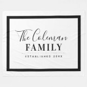 Schwarz und Weiß Moderne Bauernfamilie Monogram Fleecedecke (Vorderseite (Horizontal))