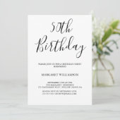 Schwarz und Weiß Moderne Elegance 50. Geburtstag Einladung (Stehend Vorderseite)