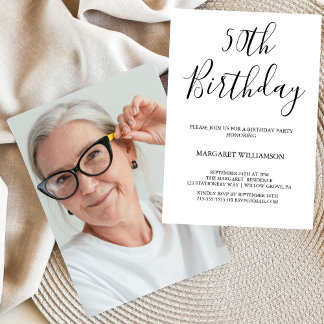Schwarz und Weiß Moderne Elegance 50. Geburtstag Einladung