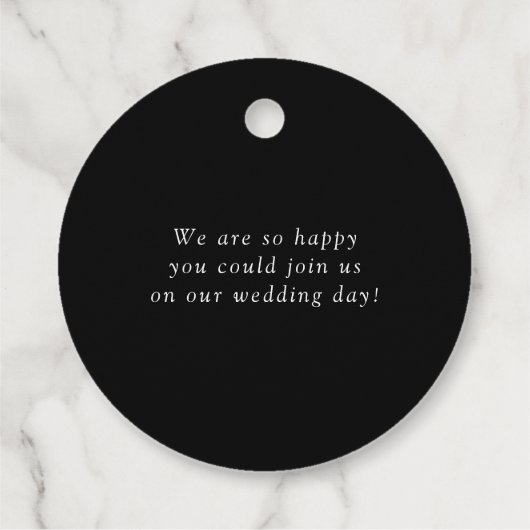 Schwarz und Weiß Moderne Elegance Hochzeit Vielen Geschenkanhänger (Rückseite)