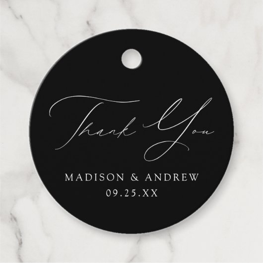 Schwarz und Weiß Moderne Elegance Hochzeit Vielen Geschenkanhänger (Vorderseite)